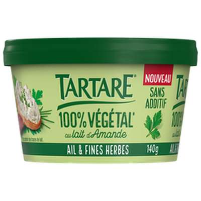 Spécialité végétal à tartiner au lait d'amande, à l'ail et aux fines herbes, Tartare (140 g)