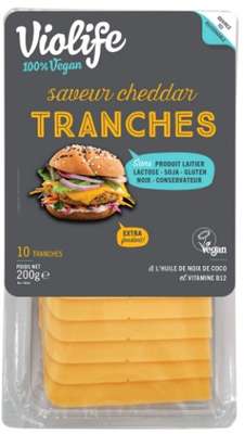 Tranches saveur cheddar préparation alimentaire à base d'huile de noix coco, Violife (200 g)