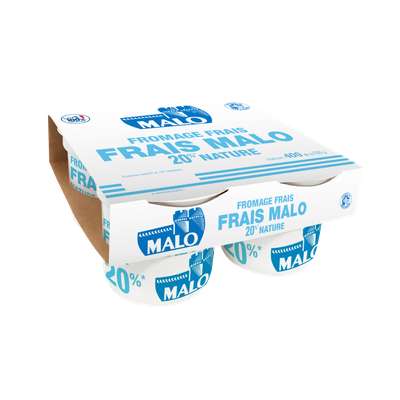 Fromage frais nature 20% de MG, Malo (4 x 100 g)