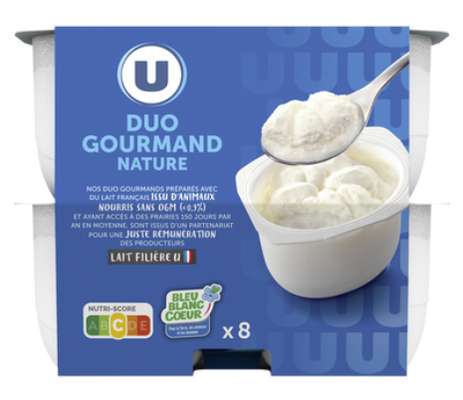Fromage blanc frais au lait pasteurisé sous crème fouettée 10,4% MG, U (8 x 100 g)