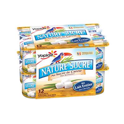 Yaourt nature sucré au lait entier, Yoplait (12 x 125 g)
