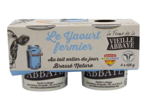 Yaourt fermier brassé nature, Vieille Abbaye (4 x 125 g)