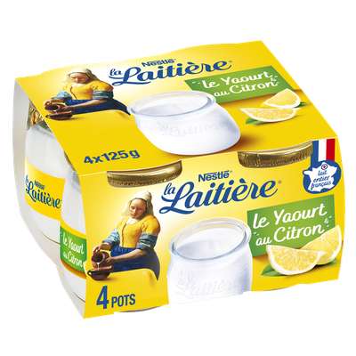Yaourt saveur citron, La Laitière (4 x 125 g)