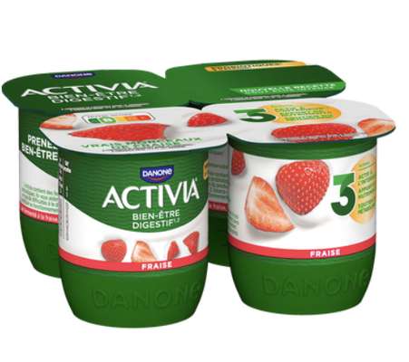 Yaourt au bifidus à la fraise, Activia (4 x 125 g)