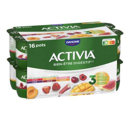 Yaourt au bifidus aux fruits panachés, Activia (16 x 125 g)