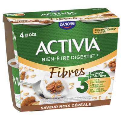 Yaourt au bifidus aux céréales et noix, Activia (4 x 120 g)