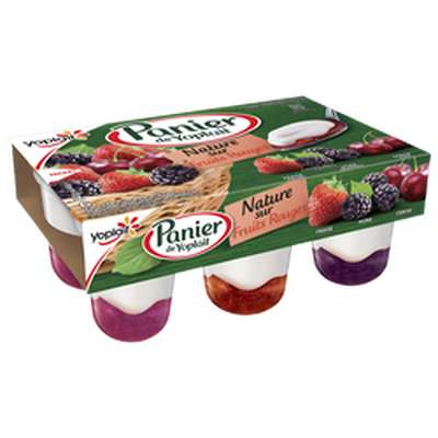 Yaourt nature sur lit de fruits rouges, Panier Yoplait (6 x 140 g)
