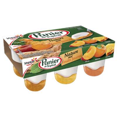 Yaourt nature sur lit de fruits jaunes, Panier Yoplait (6 x 140 g)