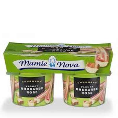 Yaourt Gourmand Rhubarbe rose, Mamie Nova (2 x 150 g)