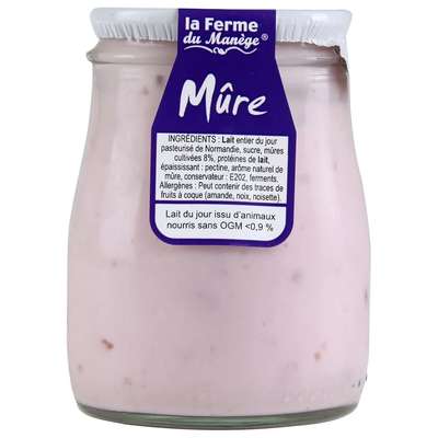 Yaourt entier brassé au lait du jour à la mûre, La Ferme du manège (180 g)