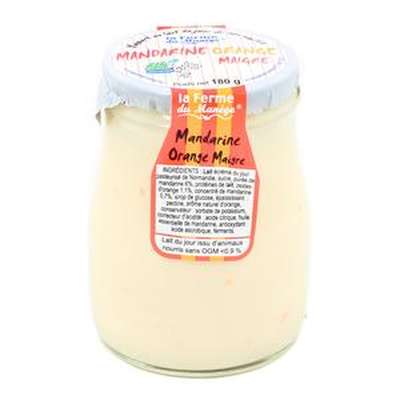 Yaourt entier brassé au lait du jour mandarine orange, La ferme du manège (180 g)