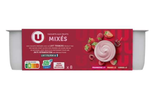 Yaourt aux fruits rouges, U (8 x 125 g)