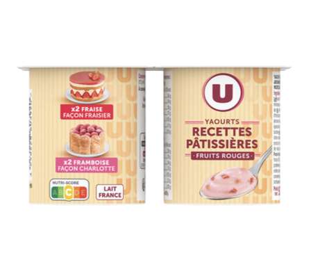 Yaourts recettes pâtissière aux fruits rouges, U (4 x 125 g)