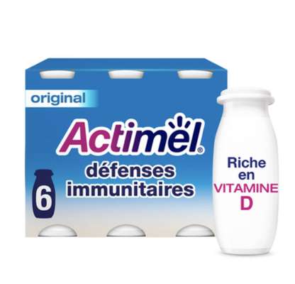 Actimel sucré et enrichi en vitamines B5, Danone (6 x 100 g)