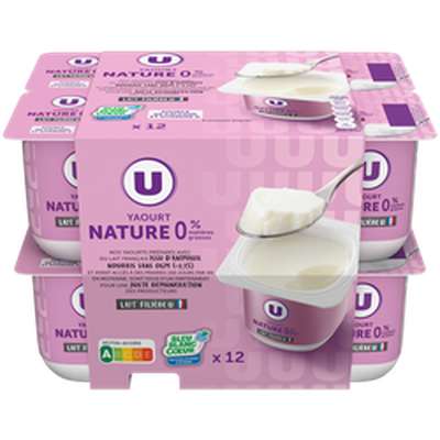 Yaourt nature 0%MG, U (12 x 125 g)