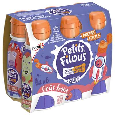 Petits Filous yaourt à boire aromatisé à la fraise, Yoplait (6 x 100 g)
