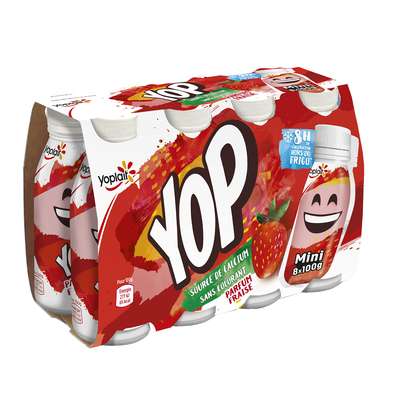 Yaourt à boire fraise, Mini Yop (8 x 100 g)