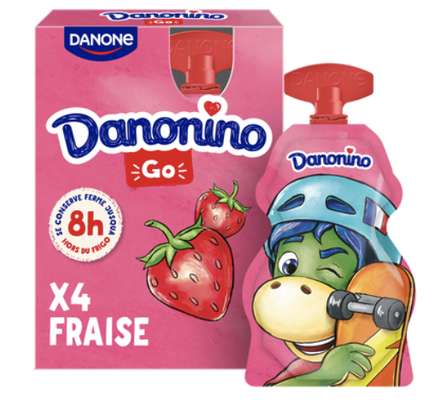 Yaourt à boire Danonino fraise, Danone (4 x 70 g)