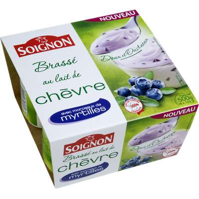 Yaourt brassé au lait de chèvre à la myrtille, Soignon (4 x 125 g)