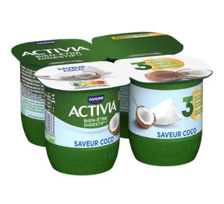 Yaourt au bifidus saveur Coco, Activia (4 x 125 g)