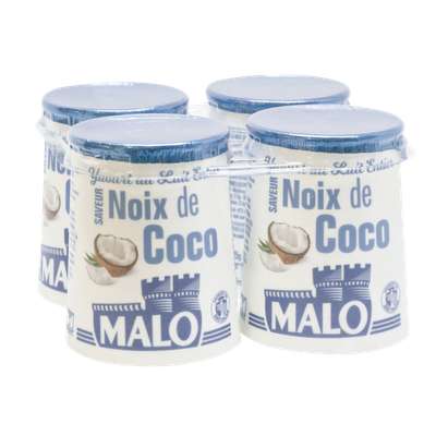 Yaourt au lait entier saveur coco, Malo (4 x 125 g)