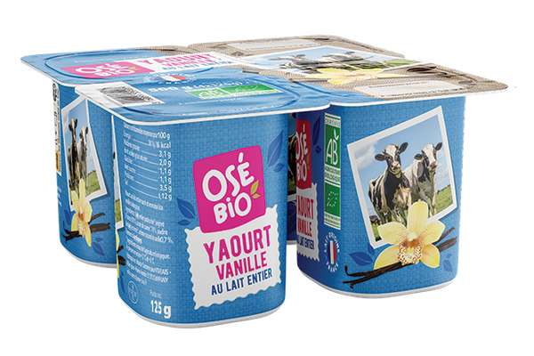Yaourt vanille au lait entier BIO, Osé Bio (4 x 125 g)