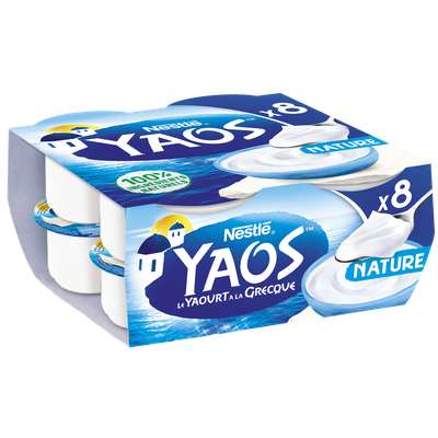 Yaourt nature à la Grecque Yaos, Nestlé (8 x 125 g)
