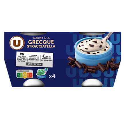 Yaourt à la grecque stracciatella, U (4 x 150 g)