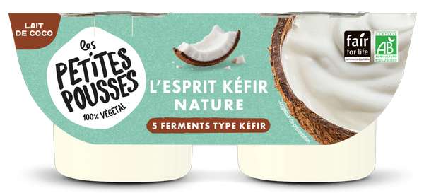 Dessert végétal esprit kéfir nature au lait de coco BIO, Les Petites Pousses (2 x 100 g)
