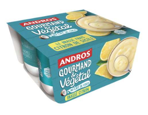 Brassé végétal au lait de coco saveur citron de Sicile, Andros (4 x 100 g)