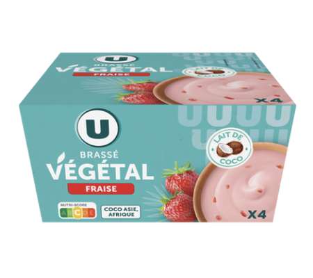 Brassé végetal saveur fraise, U (4 x 100 g)