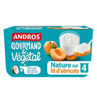 Brassé végétal nature sur lit d'abricot, Andros (4 x 100 g)