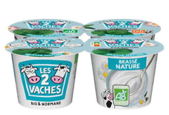 Yaourt nature BIO, Les 2 vaches (4 x 115 g)