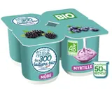 Yaourts brassés bio panaché mûre et myrtille, Les 300 Laitiers Bio (4 x 125 g)