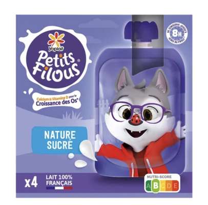 Gourdes petits filous nature sucré, Yoplait (4 x 85 g)