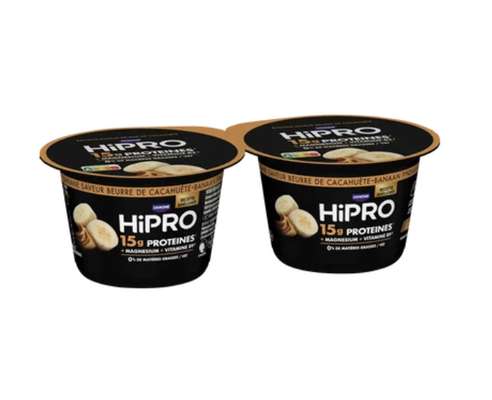 Yaourt protéiné banane saveur beurre de cacahuète 0%MG, HiPRO (2 x 160 g)