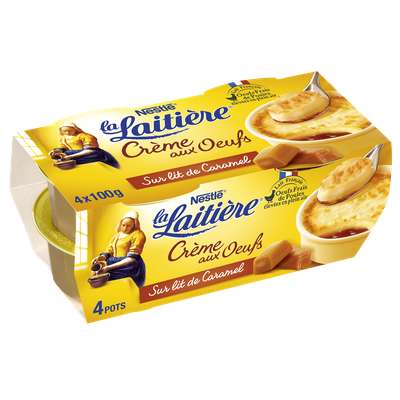 Crème aux oeuf sur lit de caramel, La Laitière (4 x 100 g)