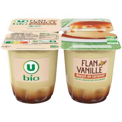 Flan vanille nappage caramel BIO, U BIO (4 x 125 g)