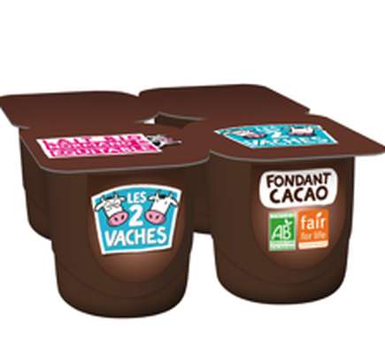 Dessert fondant au chocolat de Tanzanie BIO, Les 2 Vaches (4 x 125 g)