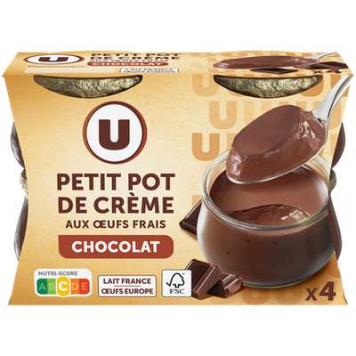 Petit pot de crème chocolat, U (4 x 100 g)