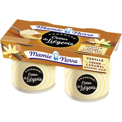 Liégeois Vanille coeur Caramel beurre salé, Mamie Nova (2 x 120 g)