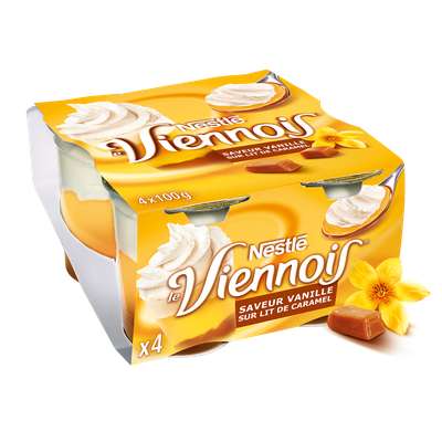 Le Viennois saveur Vanille sur lit Caramel, Nestlé (4 x 100 g)