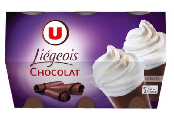 Dessert liégeois au chocolat et crème fouettée, U (12 x 100 g)
