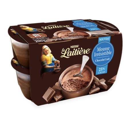 Mousse Irrésistible au chocolat au lait, La Laitière   (4 x 50 g) (petit calibre)