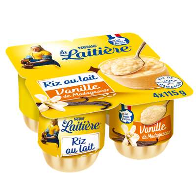 Riz au Lait Vanille, La Laitière (4 x 115 g)