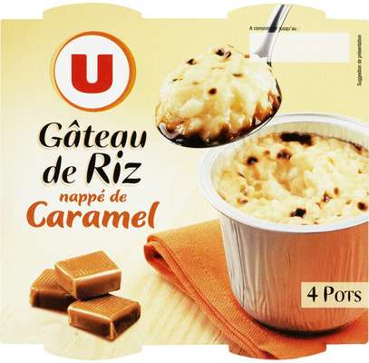 Gâteau de riz nappé au caramel, U (4 x 100 g)