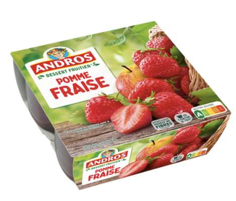 Compote pomme/fraise, Andros (4 x 100 g)