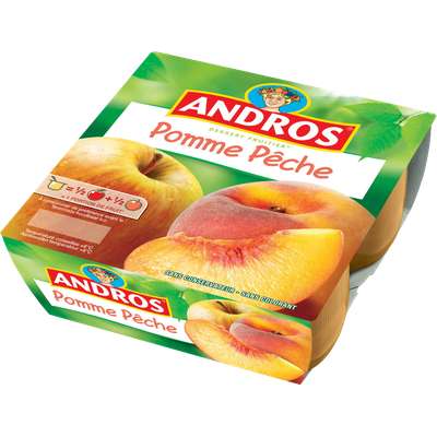 Compote pomme/pêche, Andros (4 x 100 g)