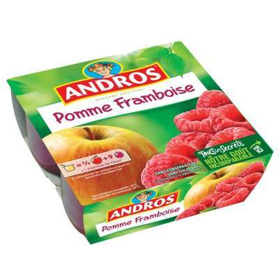 Compote pomme/framboise, Andros (4 x 100 g)