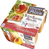 Compote pomme pêche sans sucres ajoutés, Charles & Alice (4 x 100 g)